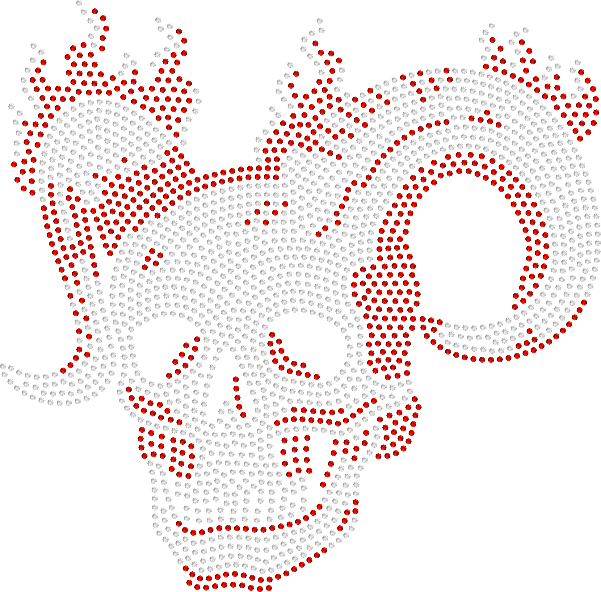 Skull in Flames Rhinestone Design