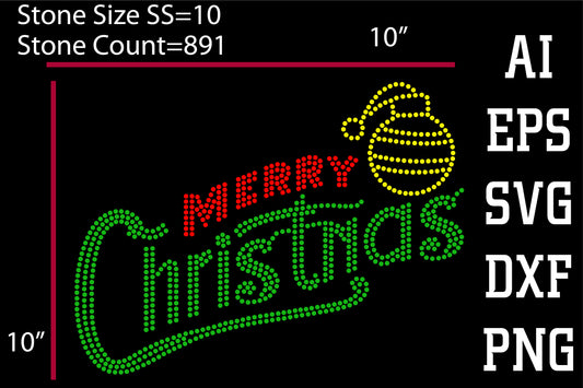 Merry Christmas Rhinestone Design